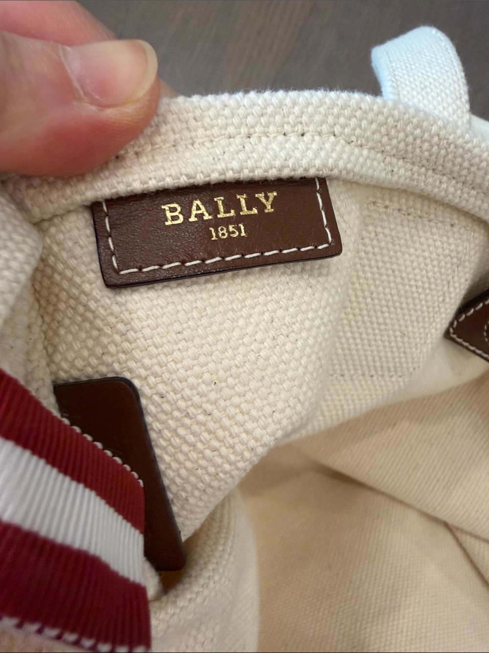 Bally Cream Canvas Tote with Brown Leather Accents - Picture 6 of 7